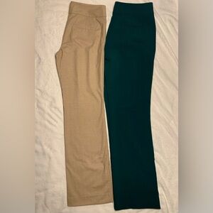 Lot of 2 Ann Taylor Dress Pants Womens Size 6 - Tan and Emerald Green
